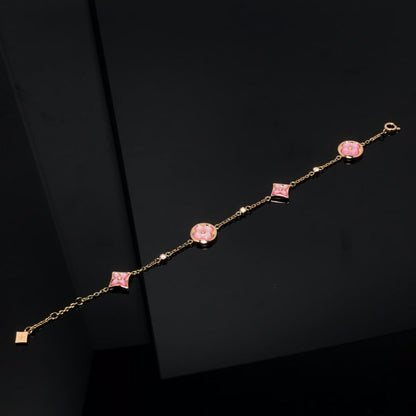 [Everoly JW]STAR AND SUN 4 MOTIF PINK MOP PINK GOLD BRACELET