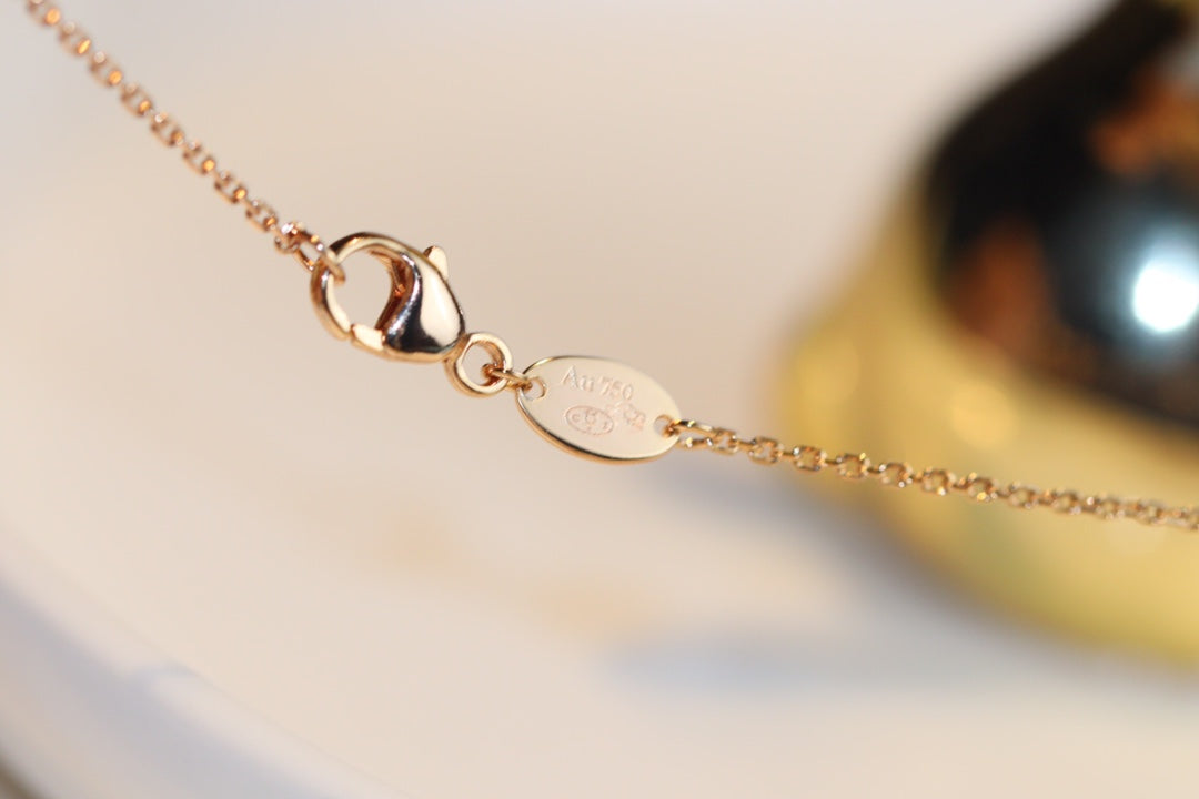 [Everoly JW]JEUX MALACHITE 1 DIAMOND PINK GOLD NECKLACE