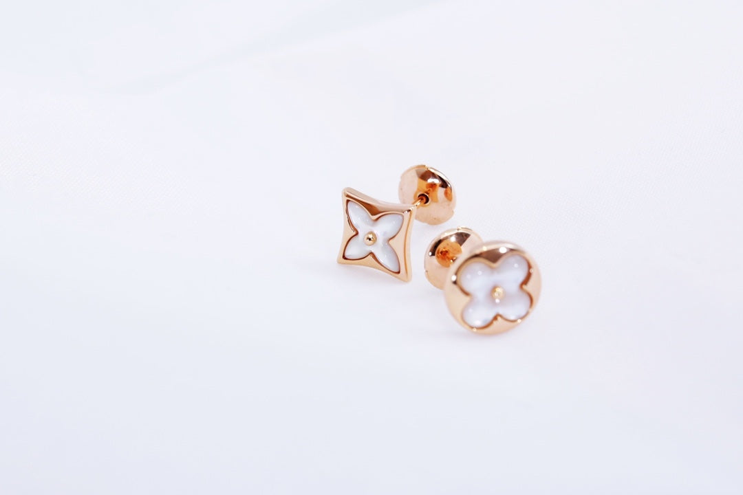 [Everoly JW]STAR AND SUN PINK GOLD MOP STUD EARRINGS