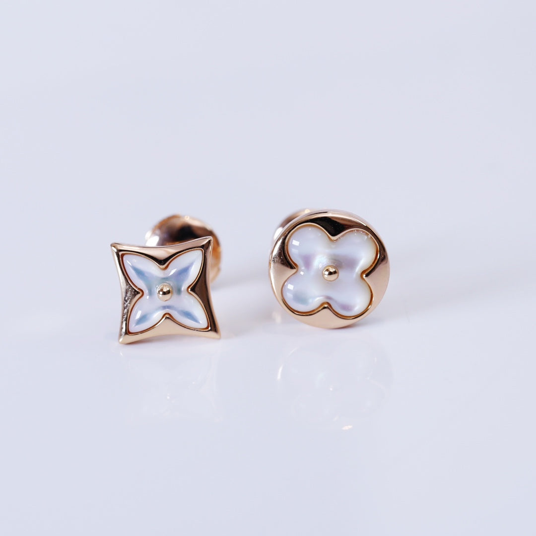 [Everoly JW]STAR AND SUN PINK GOLD MOP STUD EARRINGS