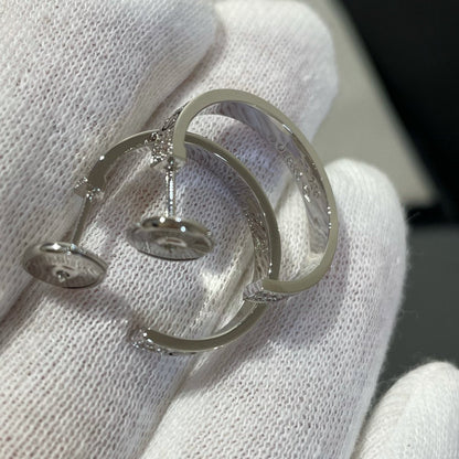 [Everoly JW]LOVE DIAMOND SILVER HOOP EARRINGS