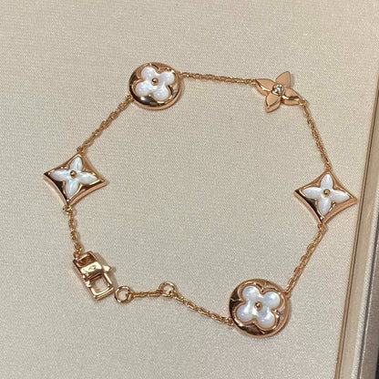 [Everoly JW]STAR AND SUN 5 MOTIF MOP PINK GOLD BRACELET