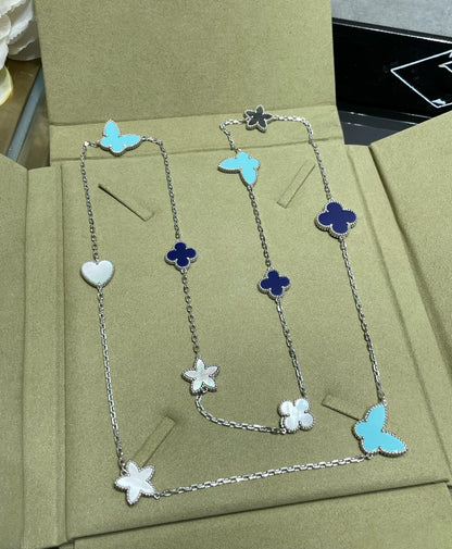 [Everoly JW]LUCKY CLOVER SILVER 11 MOTIF NECKLACE