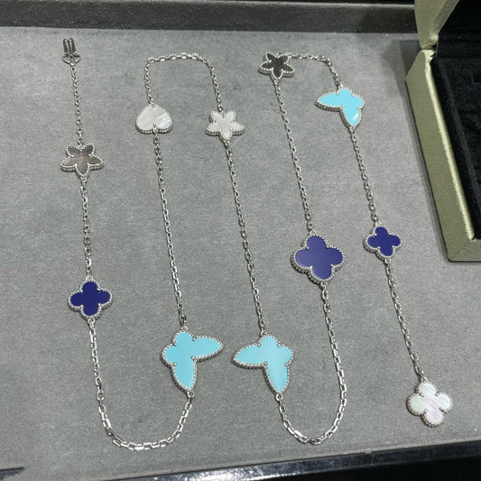 [Everoly JW]LUCKY CLOVER SILVER 11 MOTIF NECKLACE