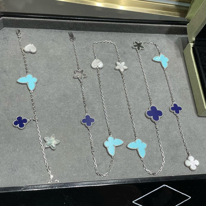 [Everoly JW]LUCKY CLOVER SILVER 11 MOTIF NECKLACE