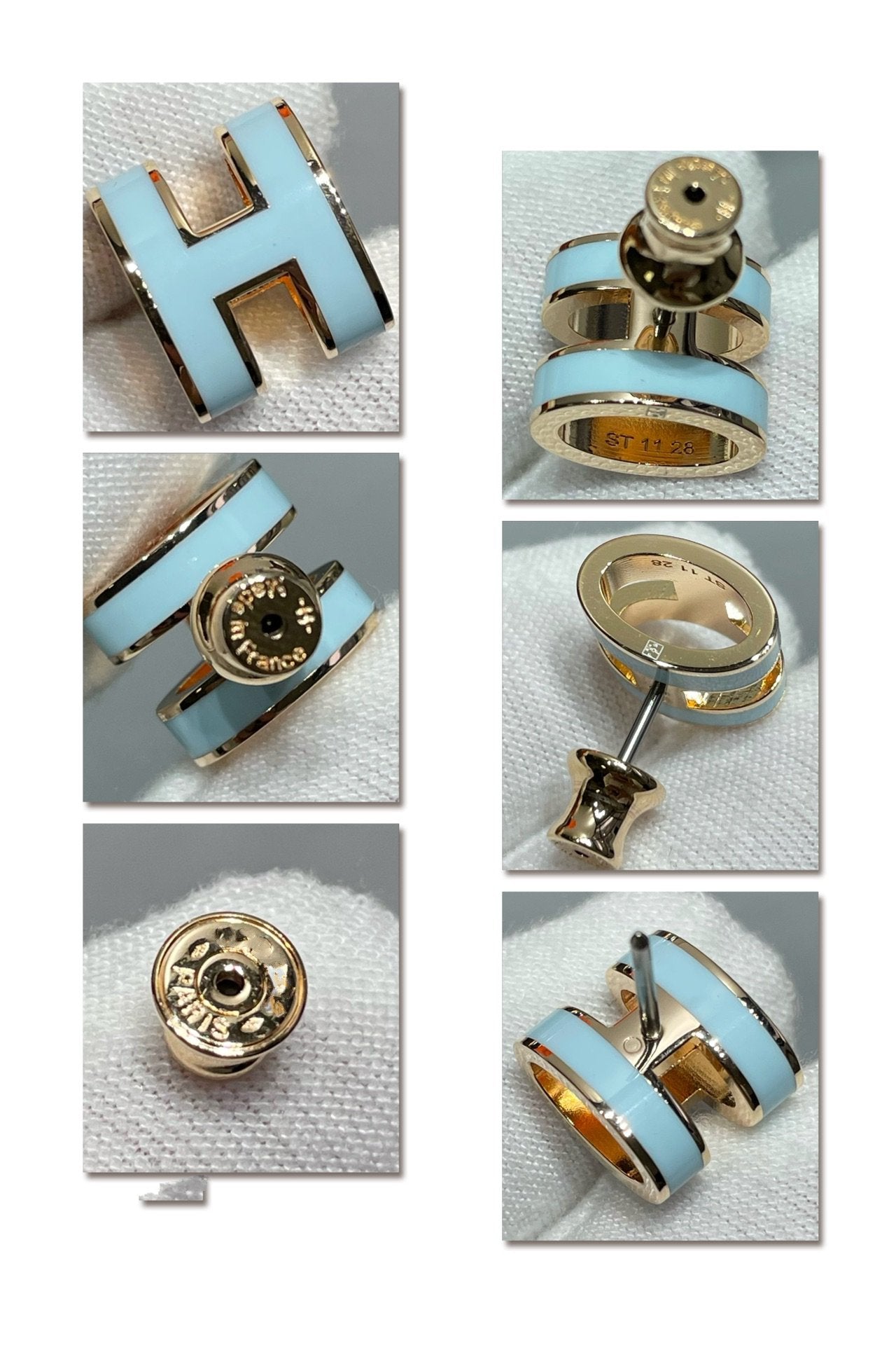 [Everoly JW]POP H SKY BLUE STUD EARRINGS