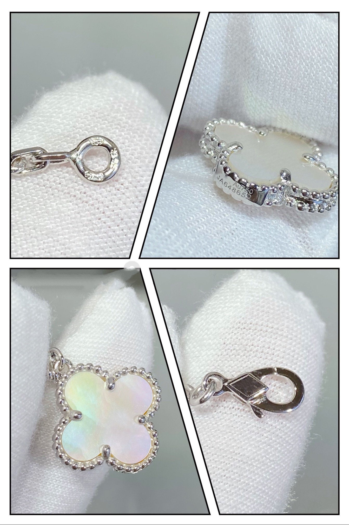 [Everoly JW]CLOVER 5 MOTIF WHITE MOP SILVER BRACELET