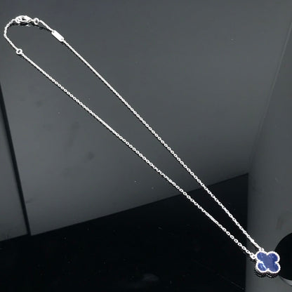 [Everoly JW]CLOVER PIETERSITE SILVER LONG NECKLACE