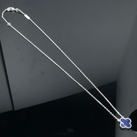 [Everoly JW]CLOVER PIETERSITE SILVER LONG NECKLACE