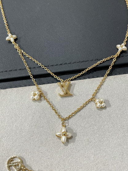 [Everoly JW]FLOWERGRAM GOLD MOP DOUBLE ROW NECKLACE