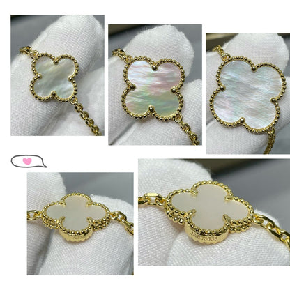 [Everoly JW]CLOVER 16 MOTIF WHITE MOP GOLD NECKLACE