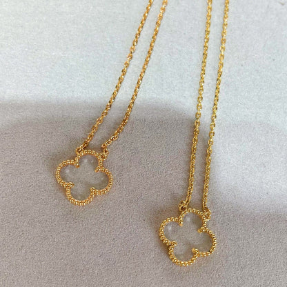 [Everoly JW]CLOVER ROCK CRYSTAL ROSE GOLD NECKLACE
