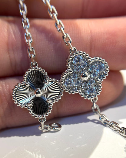 [Everoly JW]CLOVER 5 MOTIF SILVER DIAMOND BRACELET
