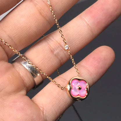 [Everoly JW]COLOR BLOSSOM PINK MOP SUN GOLD NECKLACE