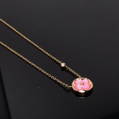 [Everoly JW]COLOR BLOSSOM PINK MOP SUN GOLD NECKLACE