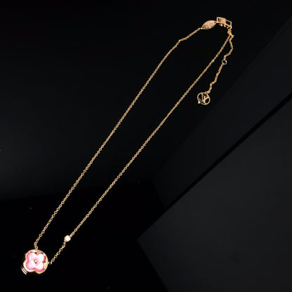 [Everoly JW]COLOR BLOSSOM PINK MOP SUN GOLD NECKLACE