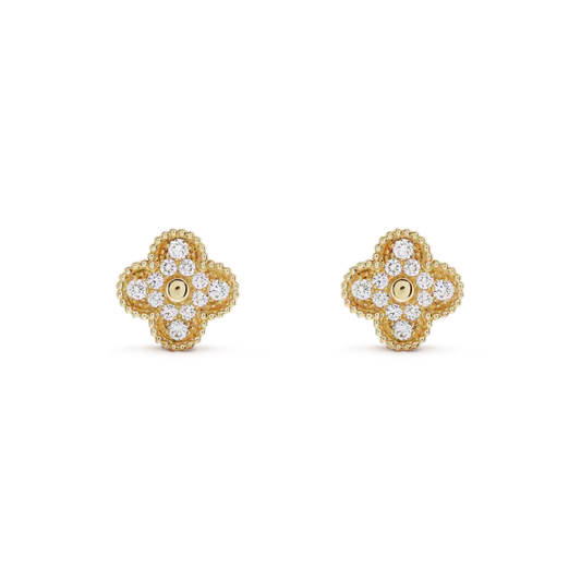 [Everoly JW]CLOVER MEDIUM 1 MOTIFS FUll DIAMOND EARRINGS