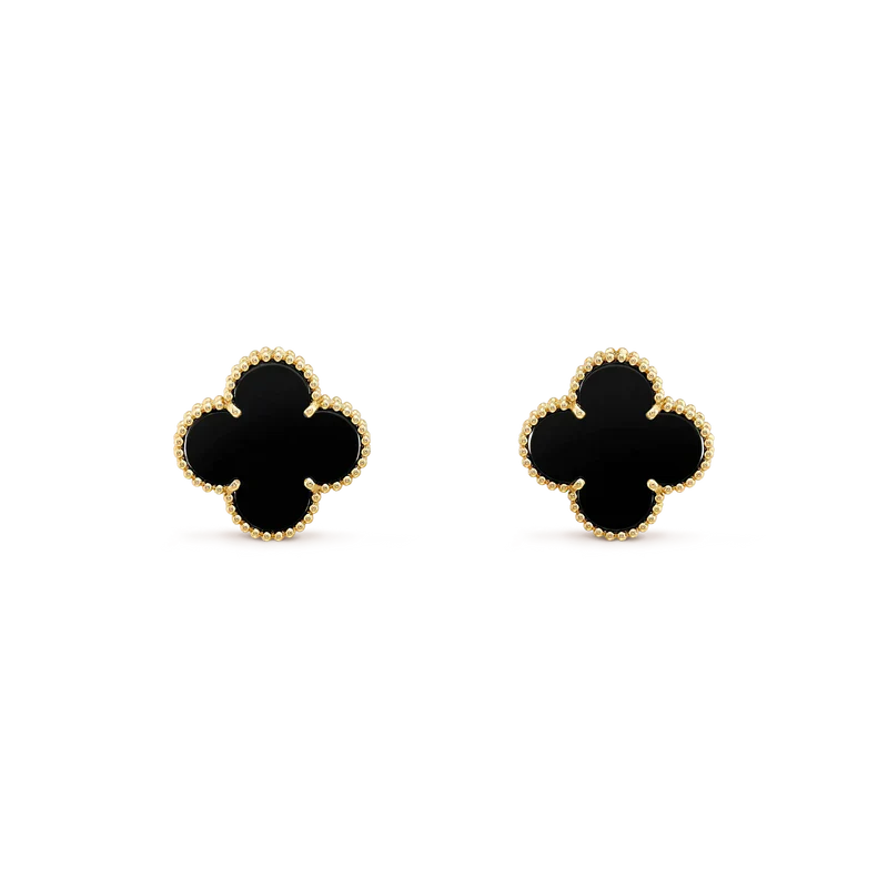 [Everoly JW]CLOVER MEDIUM 1 MOTIFS  ONYX STUD EARRINGS