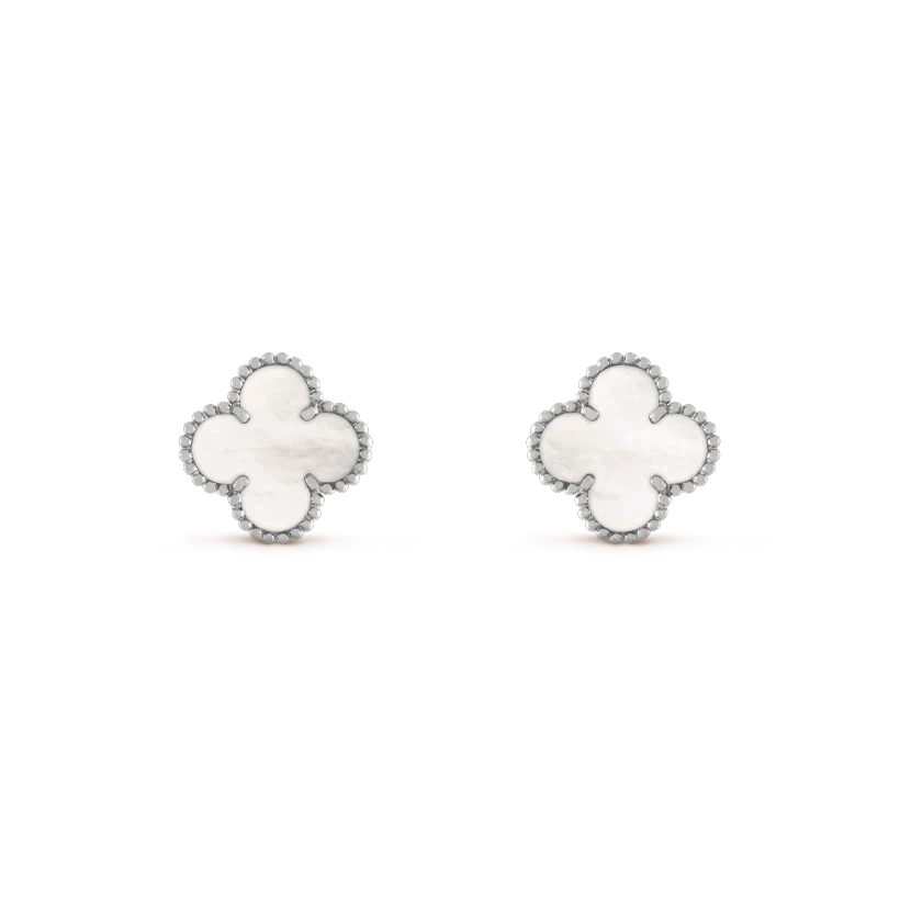[Everoly JW]CLOVER MEDIUM 1 MOTIFS  WHITE MOP EARRINGS SILVER
