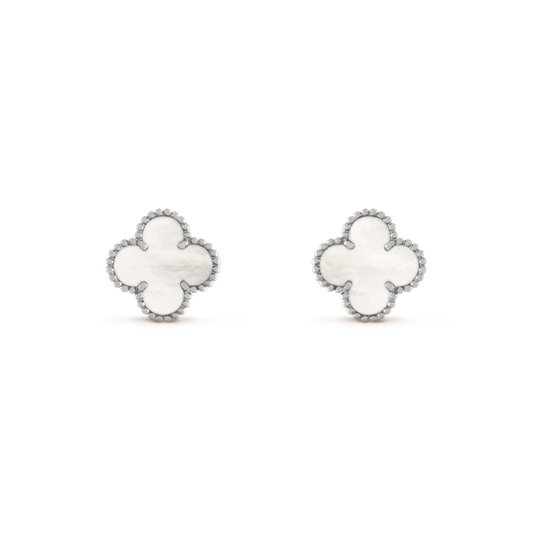 [Everoly JW]CLOVER MEDIUM 1 MOTIFS  WHITE MOP EARRINGS SILVER