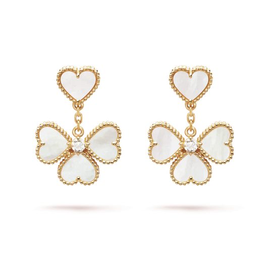 [Everoly JW]CLOVER SWEET WHITE MOP EARRINGS