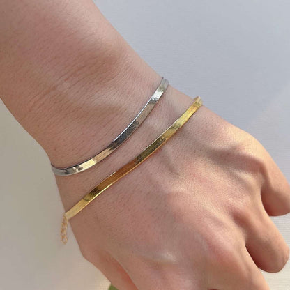 [Everoly JW]Flat Snake Bone Chain Blade Necklace