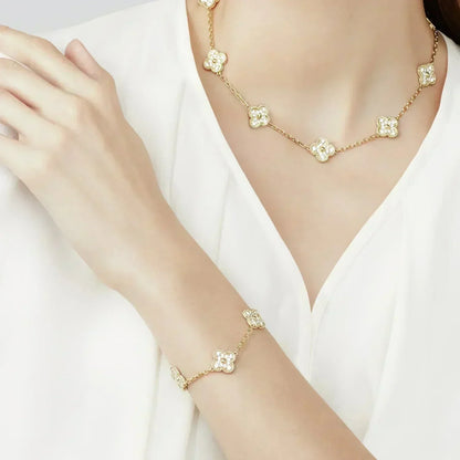 [Everoly JW]CLOVER 5 MOTIFS  FULL DIAMOND BRACELET