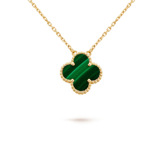 [Everoly JW]CLOVER 15MM MALACHITE SINGLE FLOWER  NECKLACE