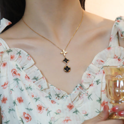 [Everoly JW]STAR AND SUN ONYX PINK GOLD NECKLACE