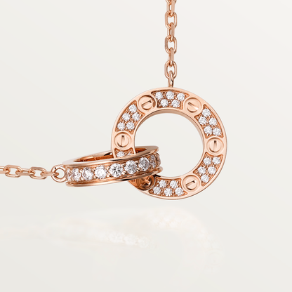 [Everoly JW]LOVE 7.6MM NECKLACE ROSE GOLD AND SILVER  FULL DIAMOND