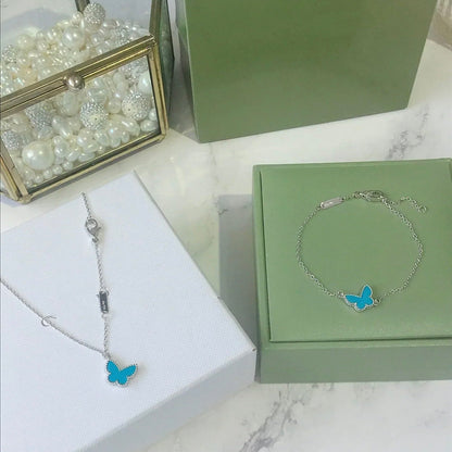 [Everoly JW]BUTTERFLY TURQUOISE BUTTERFLY BRACELET SILVER
