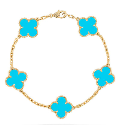 [Everoly JW]CLOVER 5 MOTIFS TURQUOISE BRACELET