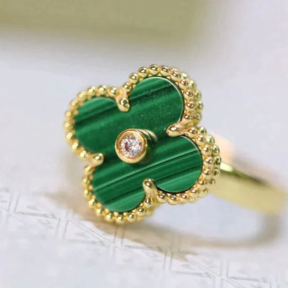 [Everoly JW]CLOVER MALACHITE RING GOLD DIAMOND