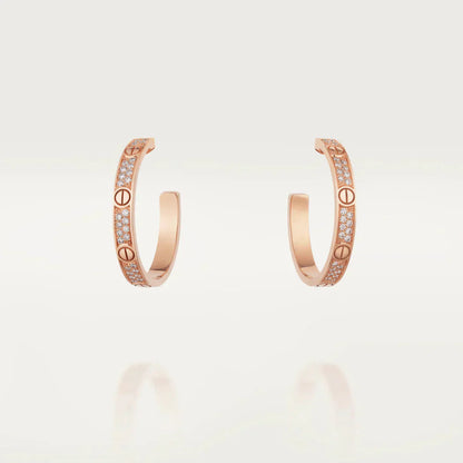 [Everoly JW]LOVE DIAMOND PINK GOLD HOOP EARRINGS