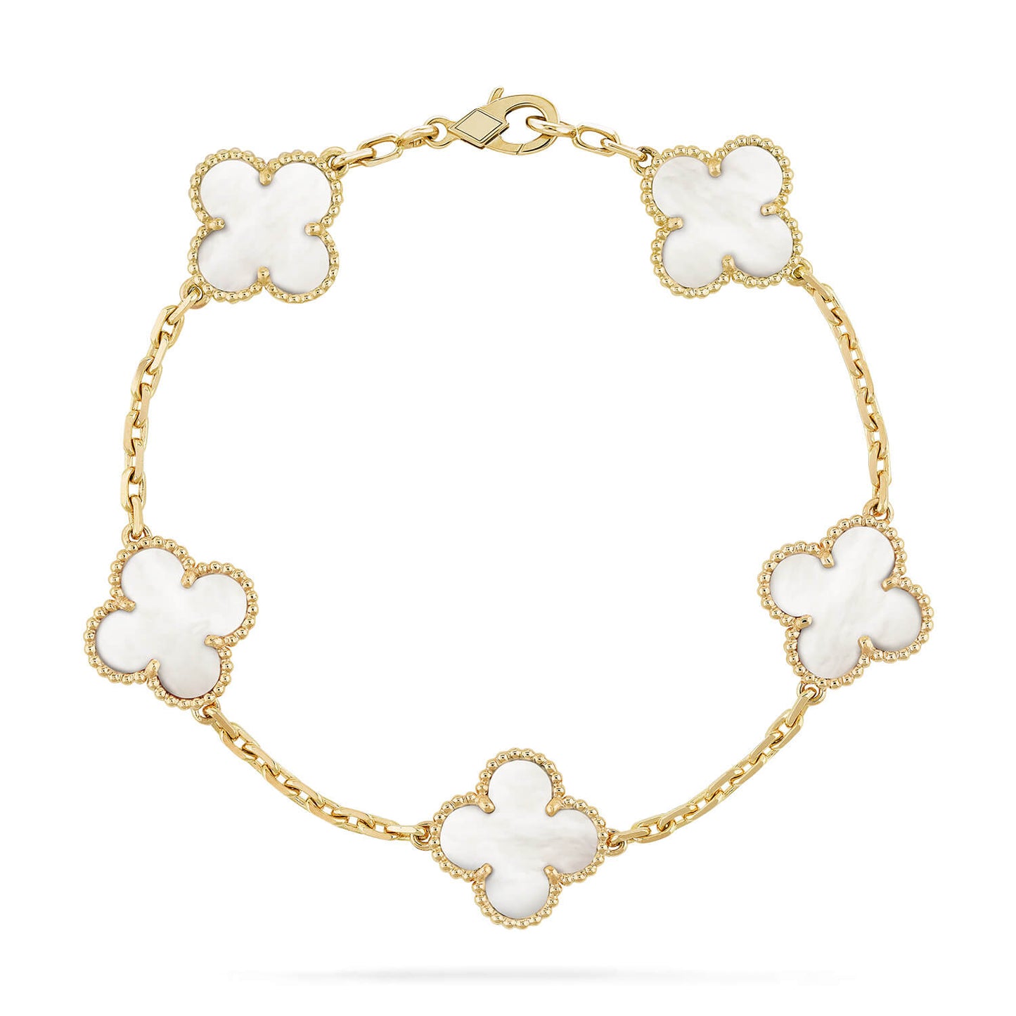 [Everoly JW]CLOVER  5 MOTIF WHITE MOP BRACELET