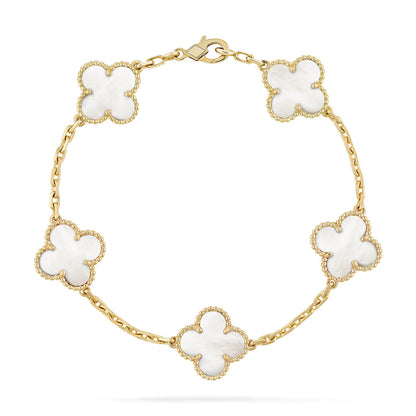 [Everoly JW]CLOVER  5 MOTIF WHITE MOP BRACELET