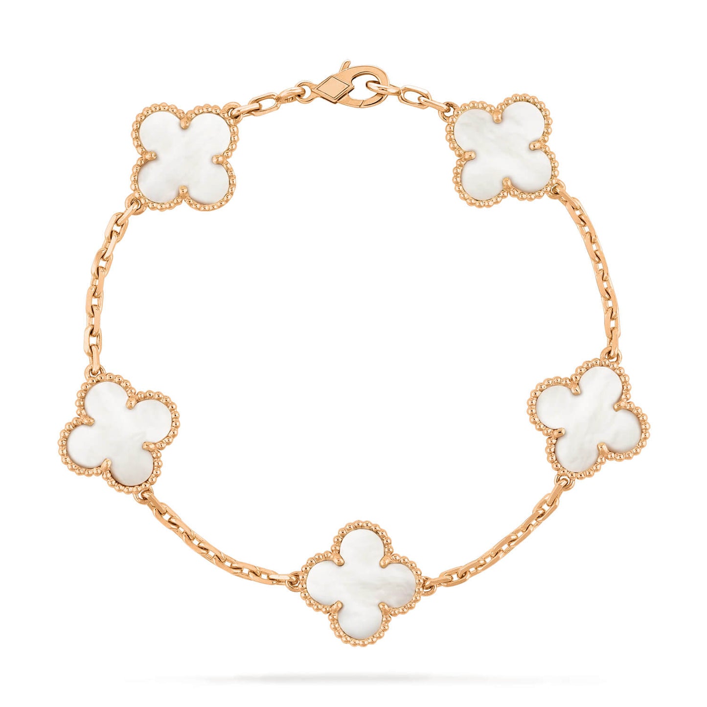 [Everoly JW]CLOVER  5 MOTIF WHITE MOP BRACELET