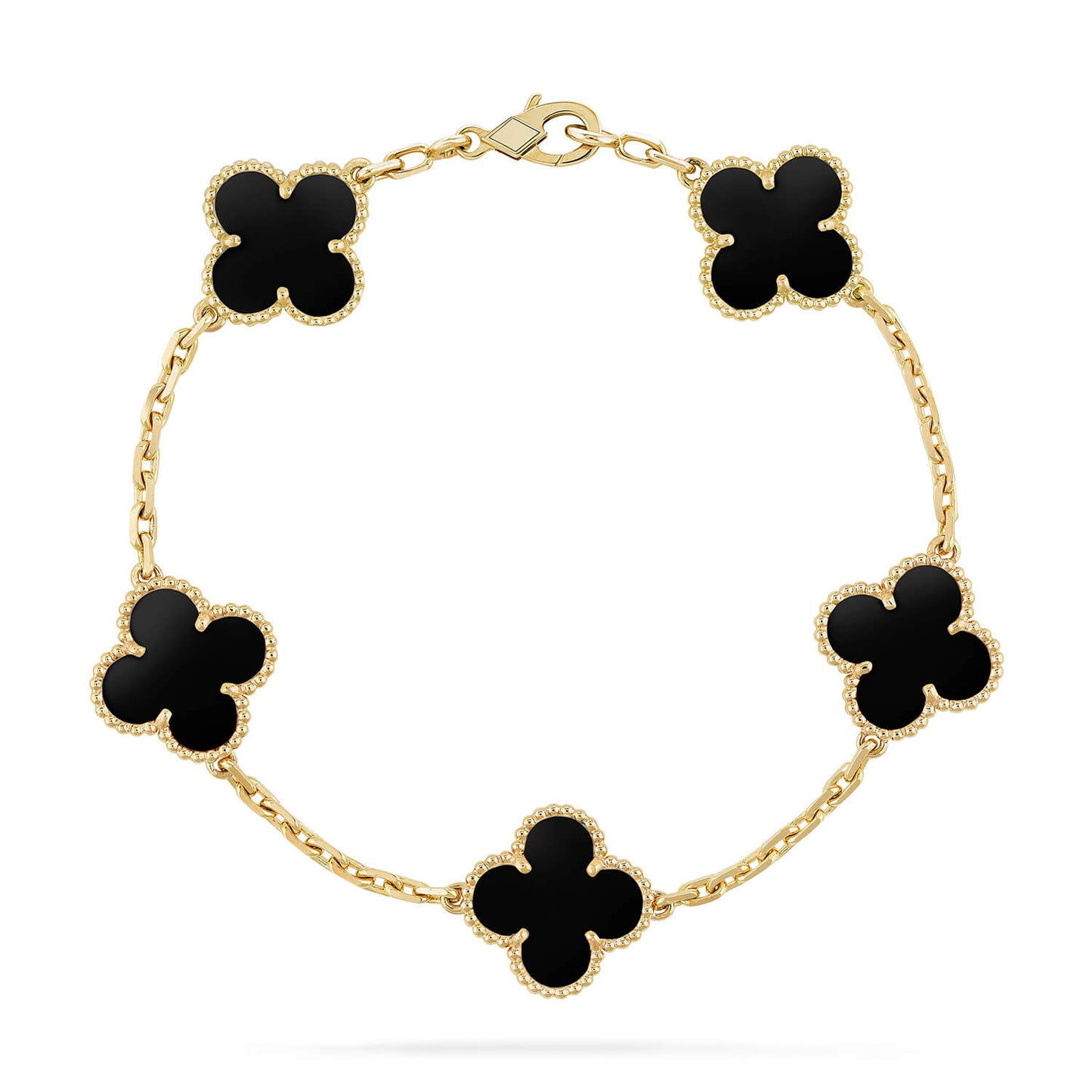 [Everoly JW]CLOVER  5 MOTIFS BLACK ONYX BRACELET