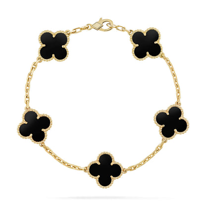 [Everoly JW]CLOVER  5 MOTIFS BLACK ONYX BRACELET