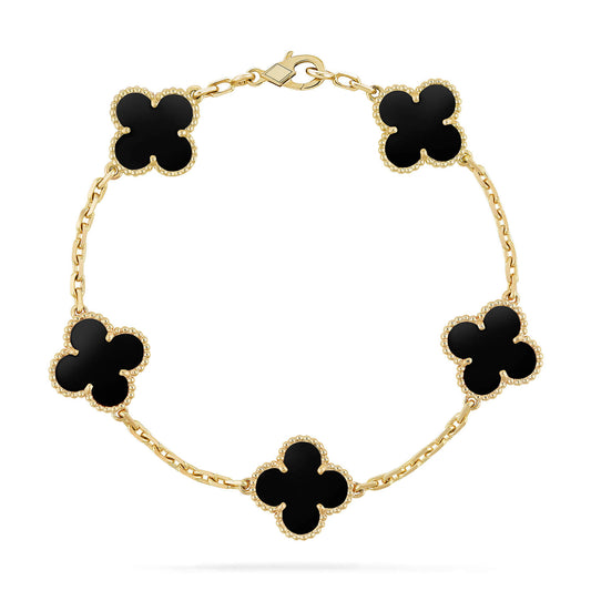 [Everoly JW]CLOVER  5 MOTIFS BLACK ONYX BRACELET