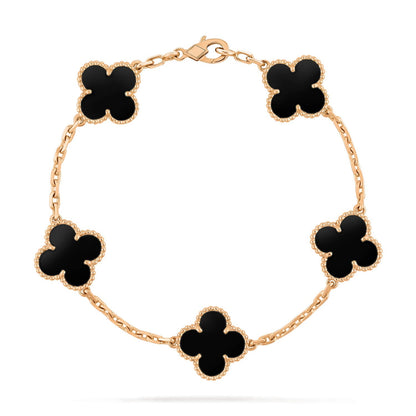 [Everoly JW]CLOVER  5 MOTIFS BLACK ONYX BRACELET