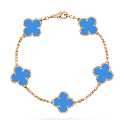 [Everoly JW]CLOVER 5 MOTIFS BLUE AGATE BRACELET