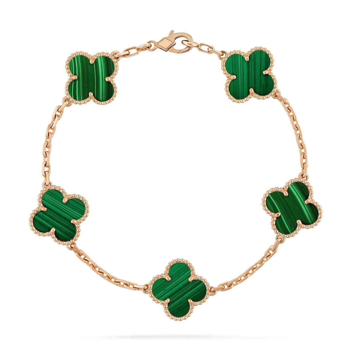 [Everoly JW]CLOVER 5 MOTIFS MALACHITE BRACELET