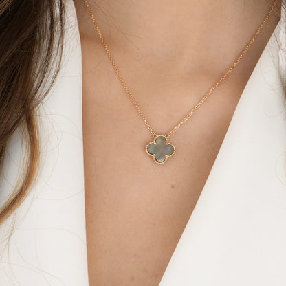 [Everoly JW]CLOVER 15MM  GRAY MOTHER OF PEARL NECKLACE