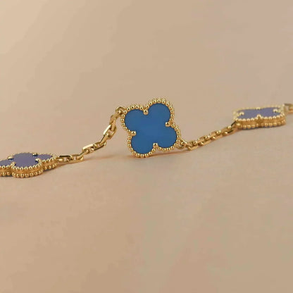 [Everoly JW]CLOVER 5 MOTIFS BLUE AGATE BRACELET