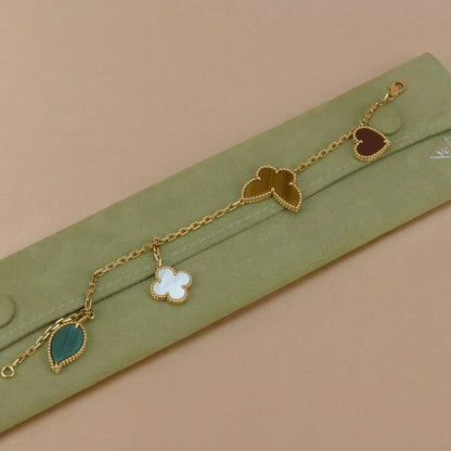 [Everoly JW]LUCKY SPRING 5 MOTIF GOLD BRACELET