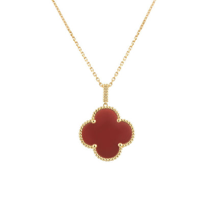 [Everoly JW]CLOVER 25MM NECKLACE GOLD CARNELIAN