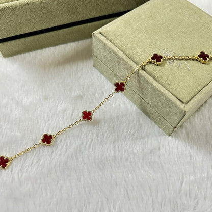 [Everoly JW]CLOVER 6 MOTIF RED AGATE BRACELET