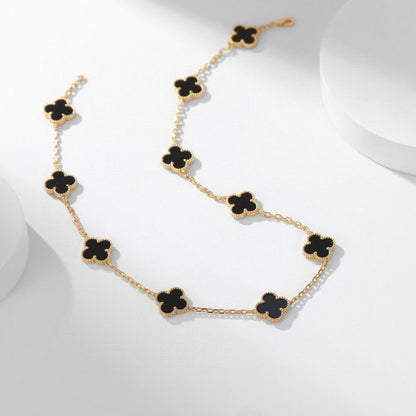 [Everoly JW]CLOVER 10 MOTIFS ONYX NECKLACE