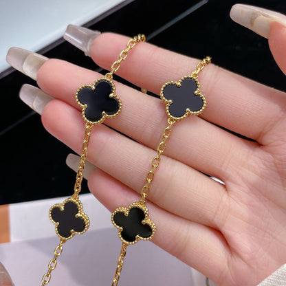 [Everoly JW]CLOVER 10 MOTIFS ONYX NECKLACE